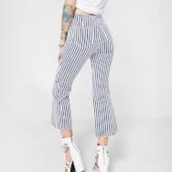 Dolls Kill striped flare pants large - Picture 3 of 4
